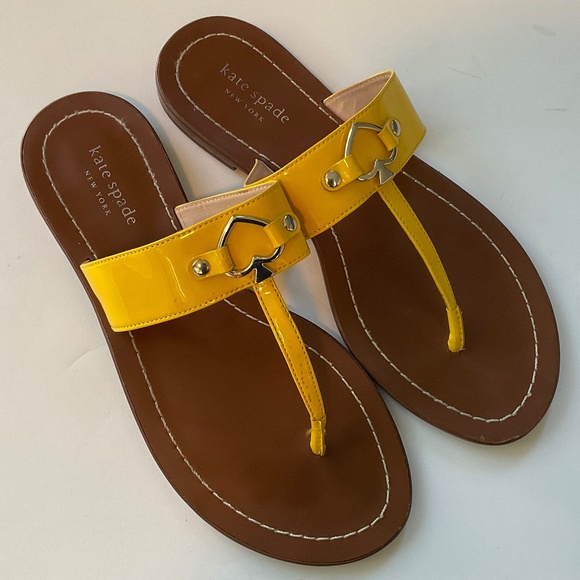 KATE SPADE Camila Leather Thong  Sandal Canary Yellow  Size 7.5 LIKE NEW - Picture 1 of 6